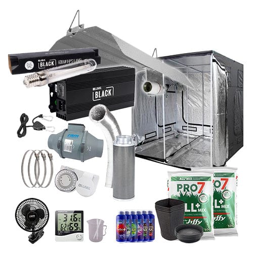 LUMii Black 600W HPS Complete Grow Kit - 2.4m x 2.4m Hobby / Soil / Basic Add Ons - London Grow