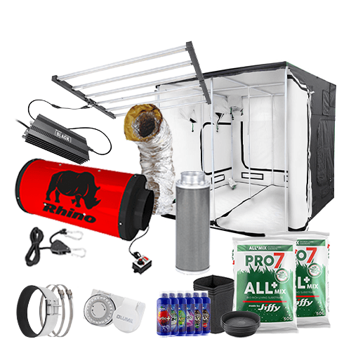 LUMii Black 720W LED Complete Grow Kit - 2.4m x 2.4m Professional / Soil / None - London Grow